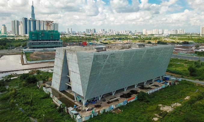 Công trình biểu tượng tại Khu đô thị mới Thủ Thiêm, TP. HCM sẽ sớm hoàn thành với kiến trúc độc đáo và hiện đại. Nguồn: VnExpress