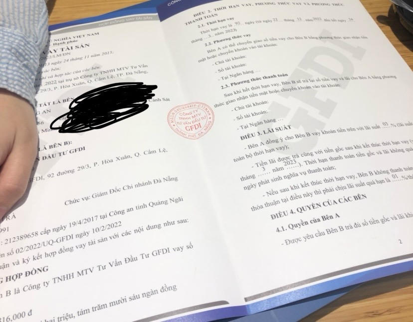 Một hợp đồng giữa người dân và Công ty GFDI. Ảnh: Phước Nguyên