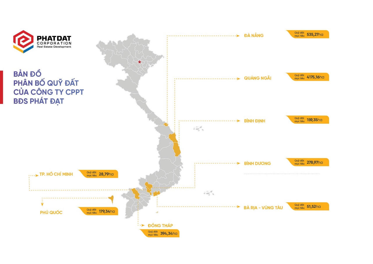 Sơ đồ phân bố một số quỹ đất tiêu biểu của Phát Đat. &nbsp;