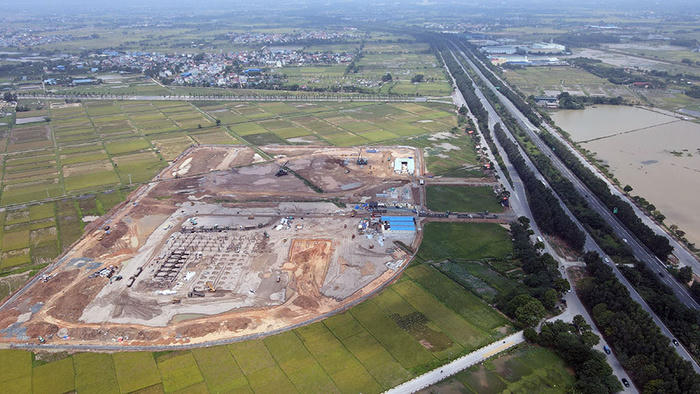 Cận cảnh công trường Bệnh viện Nhi Trung ương cơ sở 2 ở ngoại thành Hà Nội