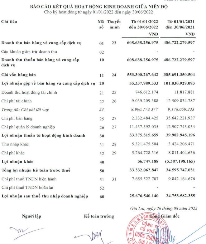 Nguồn: BCTC 6 tháng đầu năm sau xét soát