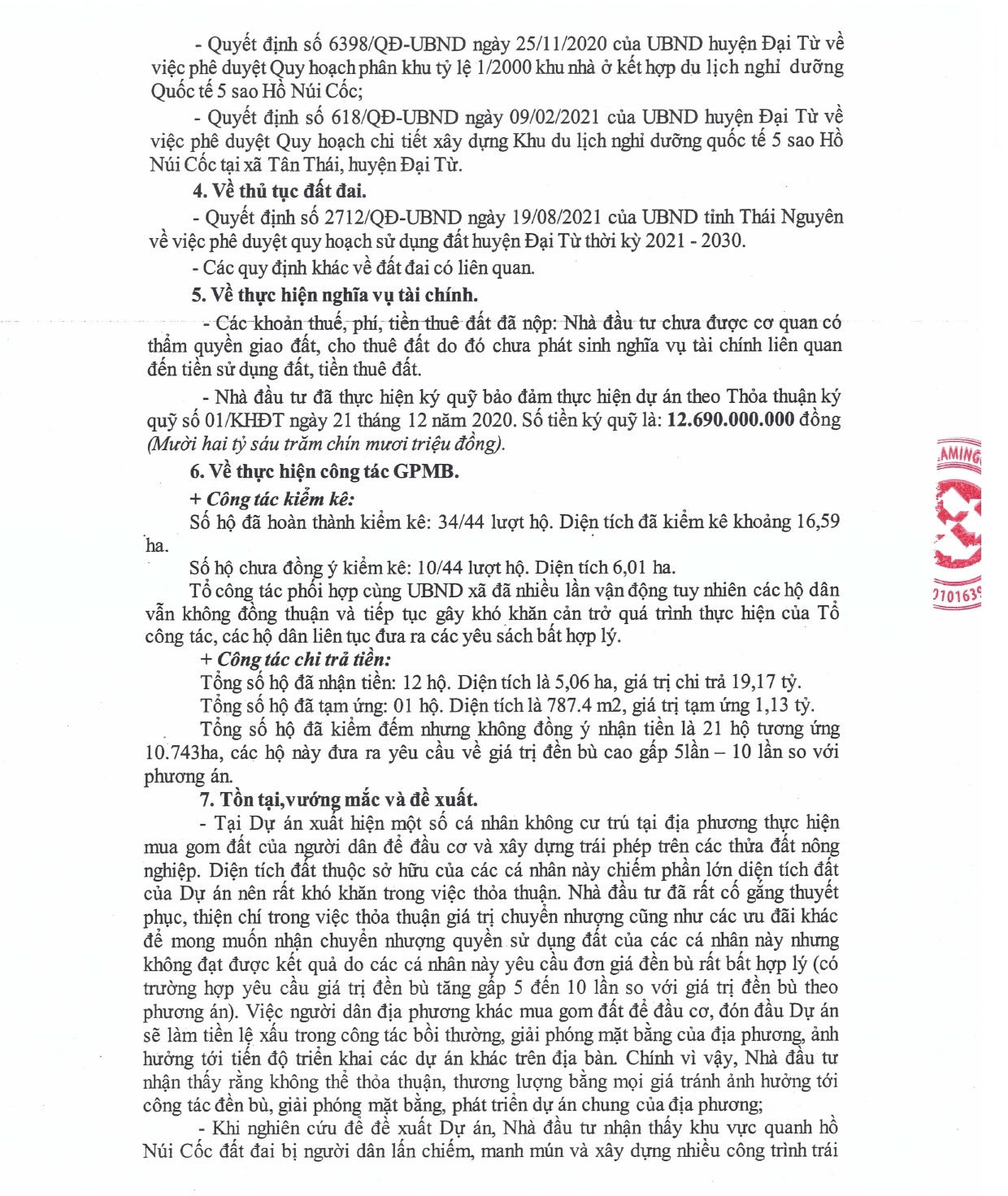 Flamingo chủ động đề xuất chấm dứt hoạt động đầu tư Dự án Khu du lịch nghỉ dưỡng quốc tế 5 sao Hồ Núi Cốc