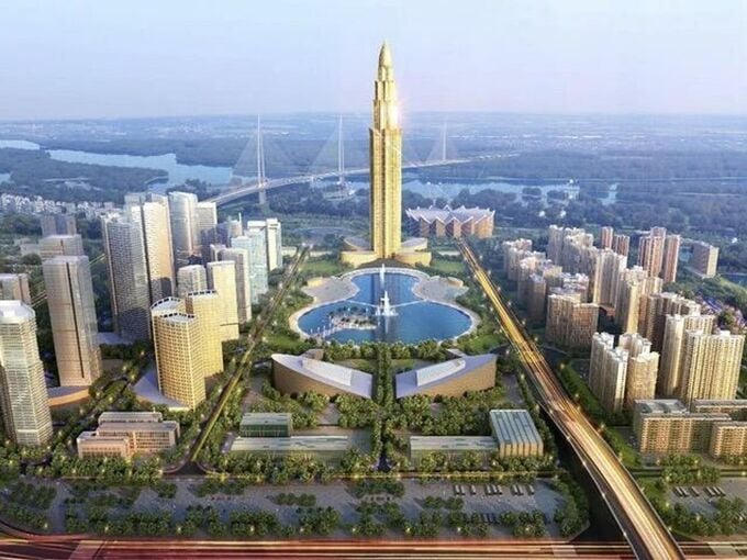 Bối cảnh 3D dự án tháp 108 tầng tại dự án Thành phố Thông minh, huyện Đông Anh,&nbsp;TP. Hà Nội