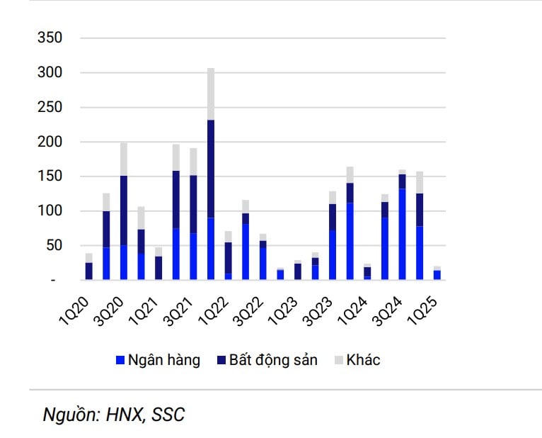 Toàn bộ giá trị phát hành quý I đến từ nhóm tài chính, vắng bóng nhóm bất động sản.