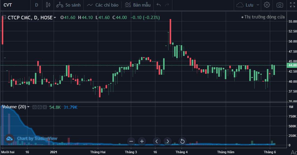 Diễn biến cổ phiếu CVT từ đầu năm đến nay. &nbsp;