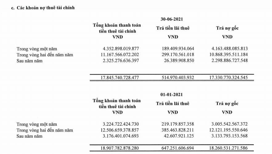Nguồn:&nbsp;BCTC Hợp nhất quý 2 năm 2021. &nbsp;