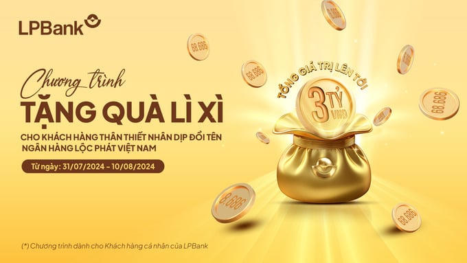 Từ ngày 31/07/2024 – 10/08/2024, khách hàng cá nhân của LPBank sẽ được nhận “lì xì lộc phát” trực tiếp vào tài khoản &nbsp;