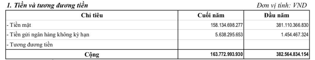 Nhà Thăng Long – Việt Nam hiện có hơn 158,1 tỷ đồng tiền mặt