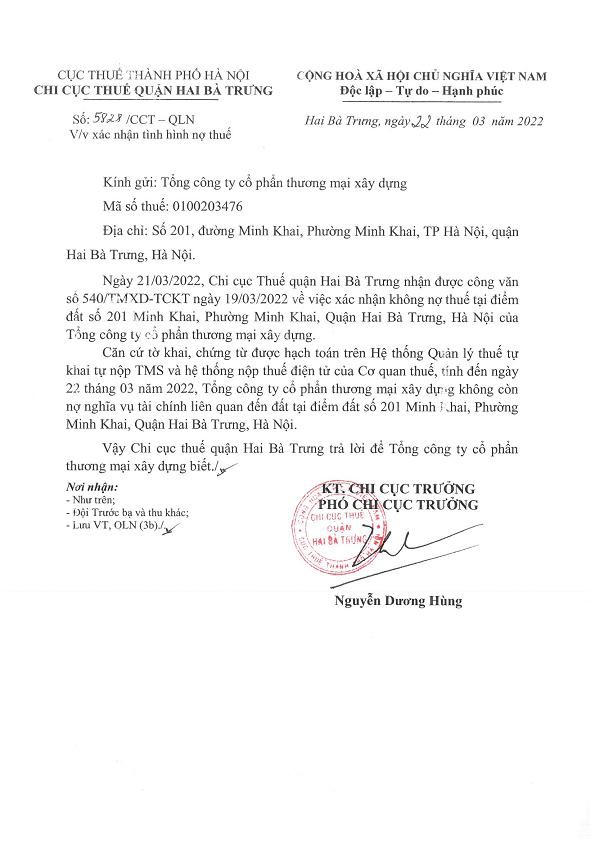 Công văn xác nhận Chủ đầu tư hoàn thành nghĩa vụ tài chính với Nhà nước - theo Tienphong.vn &nbsp;