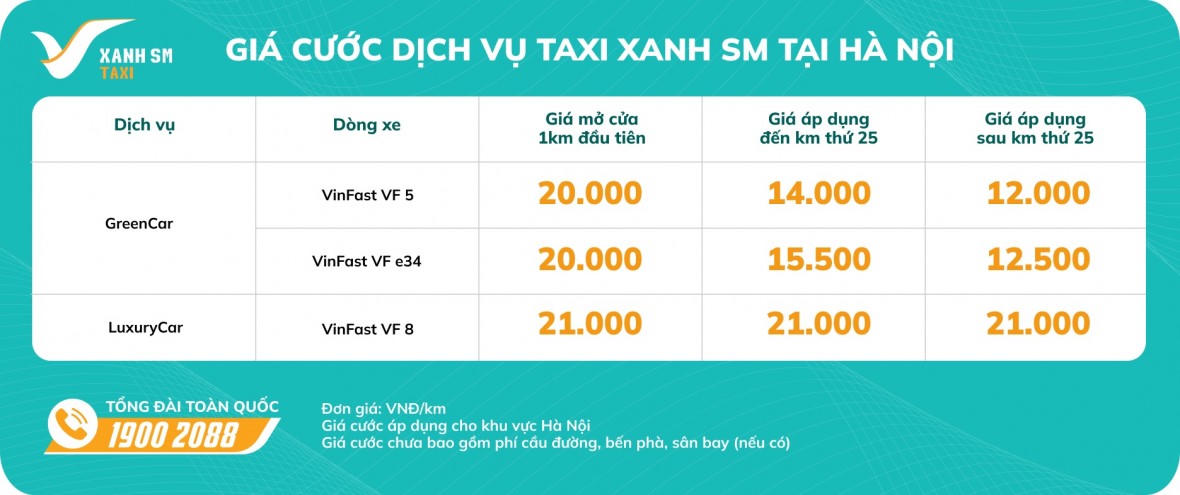Taxi xanh SM đi vào hoạt động tại Hà Nội từ ngày 14/4