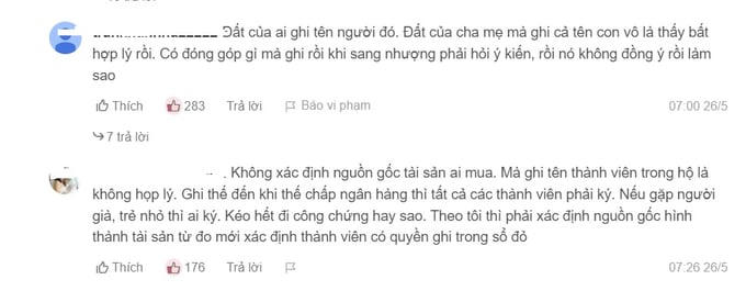 Nhiều độc giả để lại bình luận đáng chú ý về vấn đề này. Ảnh chụp màn hình &nbsp;