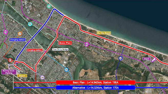 Sơ đồ tuyến đường sắt đô thị Đà Nẵng (Nguồn: Sở Giao thông vận tải TP. Đà Nẵng).