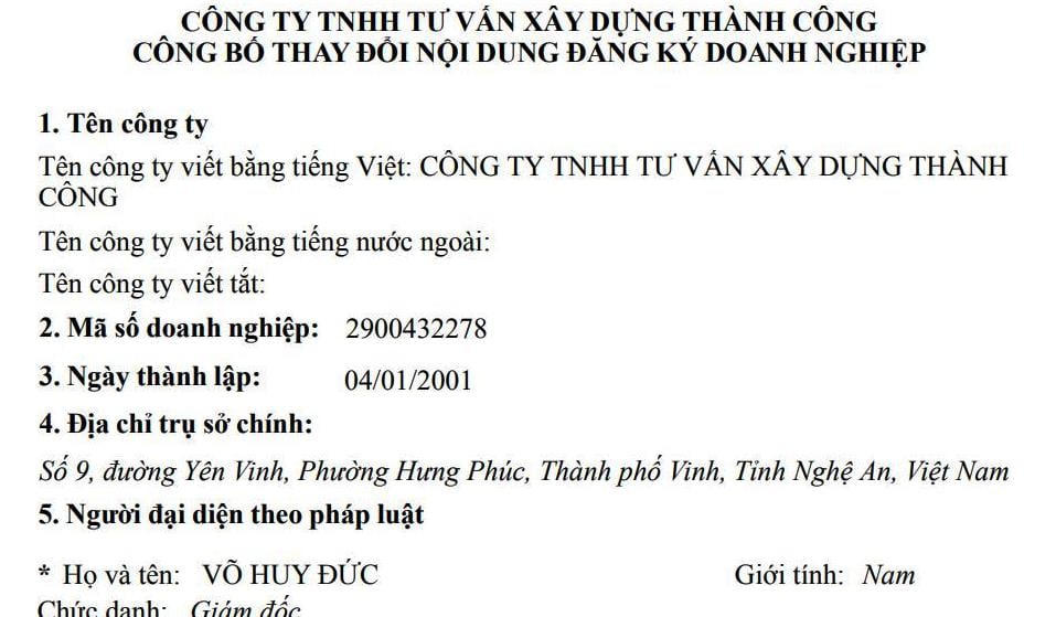 Xây dựng Thành Công là doanh nghiệp duy nhất nộp hồ sơ đăng ký thực hiện dự án Khu nhà ở tại phường Nghi Thu, thị xã Cửa Lò, Nghệ An.