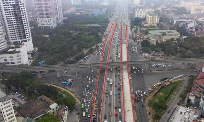 Hai cầu vượt nút giao Mai Dịch trị giá hơn 340 tỷ đồng đang dần hình thành, chuẩn bị về đích cuối tháng 3