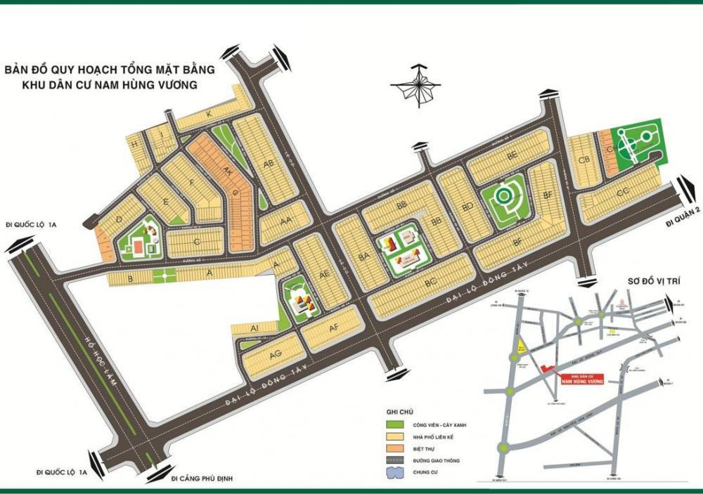 Bản đồ quy hoạch tổng mặt bằng Khu dân cư Nam Hùng Vương.