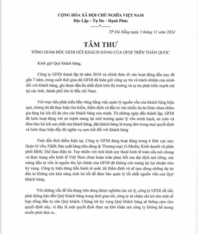 Bức tâm thư lưu truyền trên mạng xã hội.