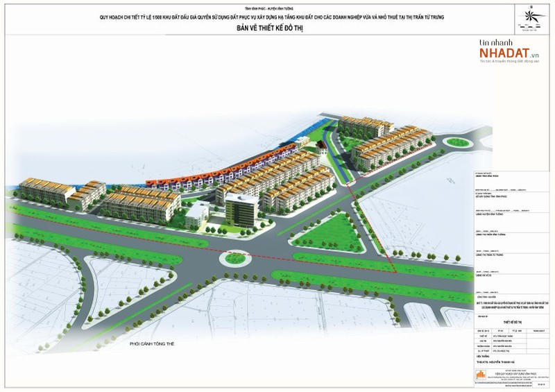 Phối cảnh tổng thể dự án KĐT mới tại thị trấn Tứ Trưng và thị trấn Vĩnh Tường. &nbsp;