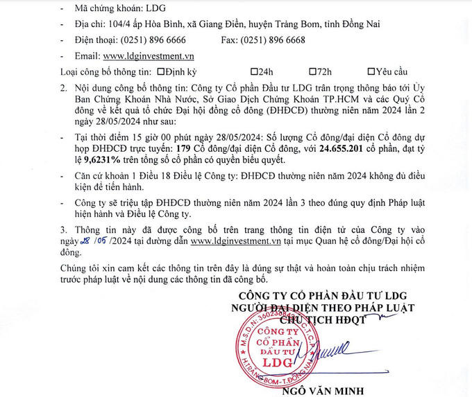 Liệu LDG có tổ chức thành công ĐHCĐ lần thứ 3 với tình hình như hiện nay. &nbsp;