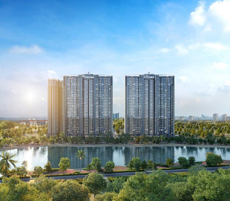 Masteri West Heights tọa lạc tại vị trí “kim cương” hướng hồ trung tâm và mảng xanh khổng lồ của 3 công viên liên hoàn. Ảnh phối cảnh &nbsp;