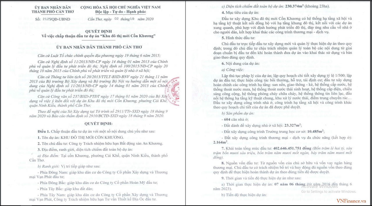 Sở Xây dựng Cần Thơ cảnh báo dự án Khu đô thị mới Cồn Khương chưa đủ điều kiện giao dịch