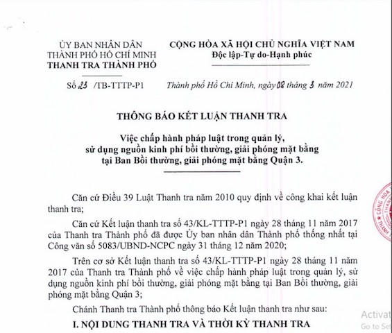 TP.HCM: Ban bồi thường quận 3 chi tiền bồi thường giải phóng mặt bằng “vô tội vạ”