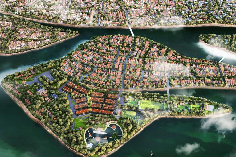 Phối cảnh dự án Khu dịch vụ sinh thái Cồn Bắp (tên thương mại: Hoian d’Or).