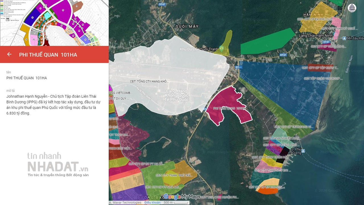 Khu vực quy hoạch dự án Khu phi thuế quan Phú Quốc. &nbsp;