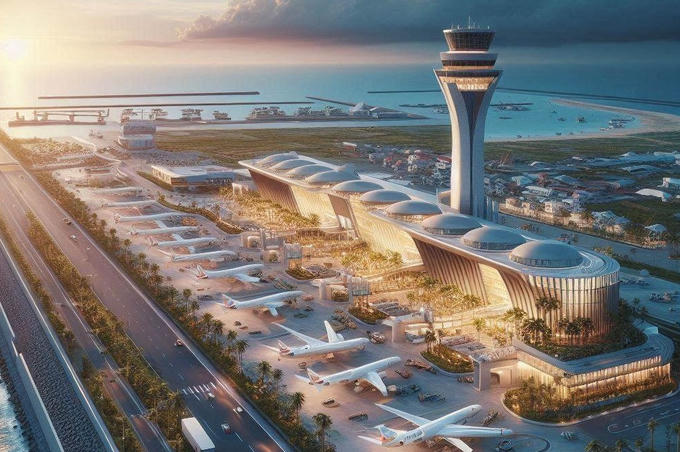 Tỉnh tương lai sẽ quy hoạch khai thác cùng lúc 3 sân bay. Ảnh: AI minh họa &nbsp;