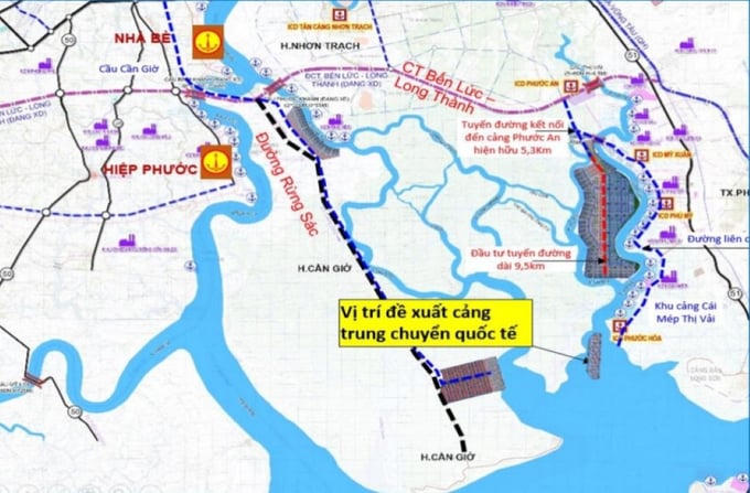 Vị trí đề xuất xây dựng Cảng trung chuyển quốc tế Cần Giờ. Ảnh: Internet &nbsp;