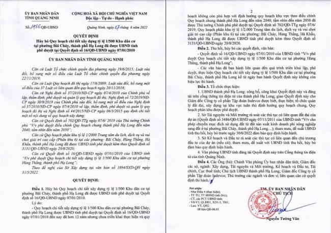 Quyết định số 1486/QĐ-UBND, ngày 07/6/2022 của UBND tỉnh Quảng Ninh. &nbsp;