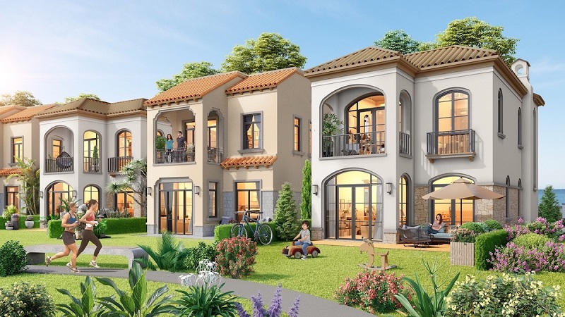 Phối cảnh những căn biệt thự với kiến trúc tinh tế theo phong cách Địa Trung Hải, lấy thiên nhiên làm trọng tâm của biệt thự đồi giáp biển The Tropicana