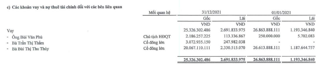 Các khoản vay tài chính với các bên liên quan