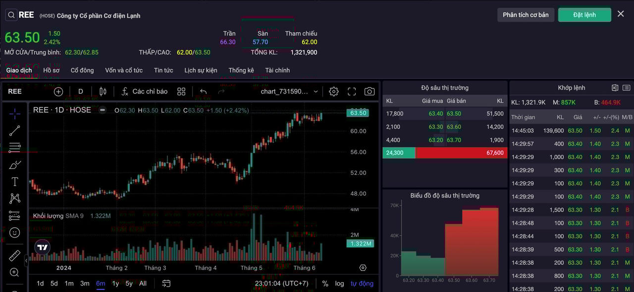 Cổ phiếu REE tăng giá khiến khối tài sàn của bà Nguyễn Thị Mai Thanh tăng vùn vụt