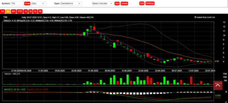 Cổ phiếu Thành Nam (TNI) xuống giá 'trà đá' trong 2 tháng, nguyên nhân phía sau là gì?