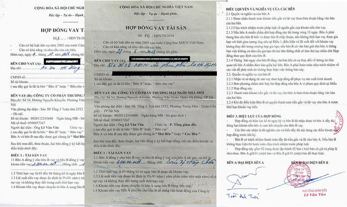 Các hợp đồng thể hiện chữ ký ông Lê Văn Vân với chức danh Phó Tổng giám đốc Cùng với đơn, ông Trần Anh Tuấn đã cung cấp cho cơ quan CSĐT các tài liệu kèm theo là hàng trăm tin nhắn qua lại giữa hai bên đã được lập vi bằng. &nbsp;