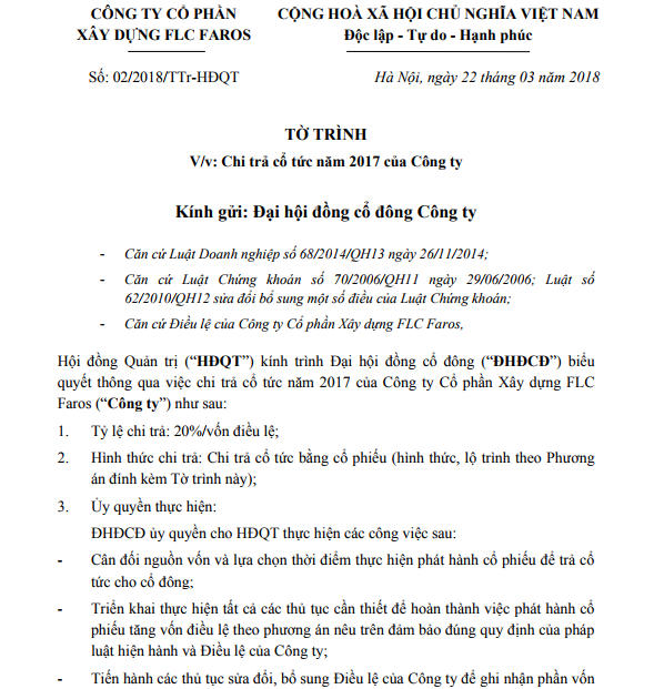 ĐHĐCĐ năm 2018: FLC Faros bất ngờ đặt mục tiêu lợi nhuận sau thuế "thụt lùi", giảm 58,4% so với năm 2017