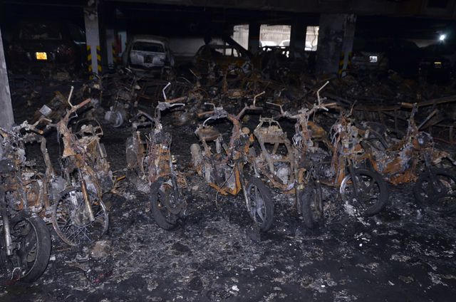 Tầng hầm chung cư nơi xuất phát ngọn lửa