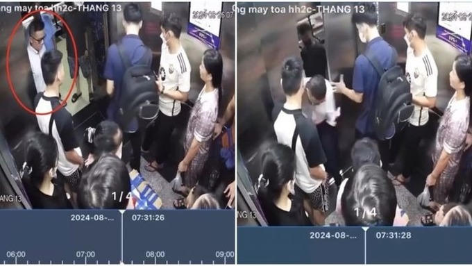 Sự cố thang máy suýt "nuốt người" tại chung cư HH2C Linh Đàm. Ảnh: Chụp màn hình