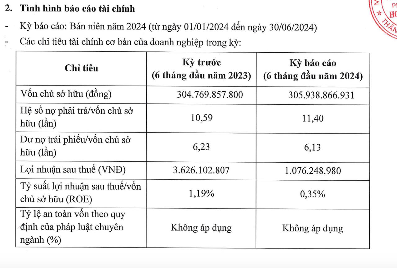 Tình hình tài chính nửa đầu năm 2024 của&nbsp;Xây dựng và Phát triển Hoàng Long