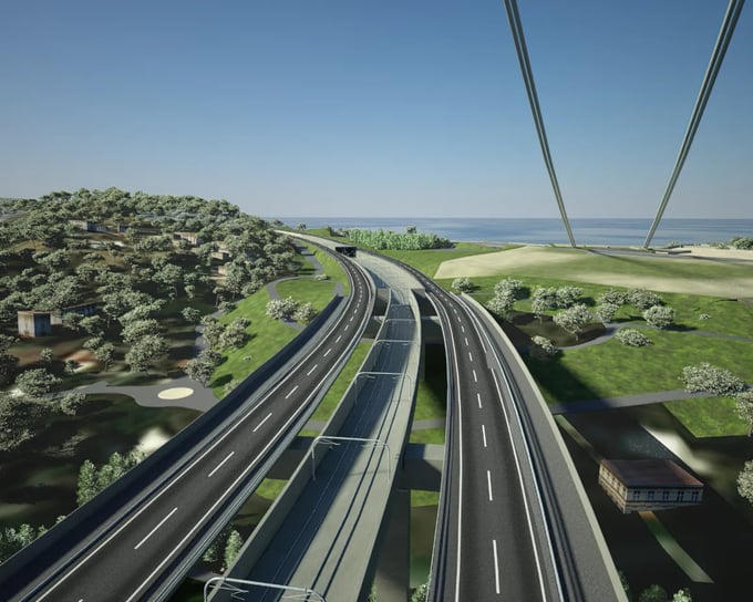 Dự kiến, khi hoàn thành, cây cầu này sẽ trở thành cầu treo dài nhất thế giới với chiều dài 3.666m (gần gấp đôi cầu treo dài nhất Việt Nam là cầu Thuận Phước với chiều dài 1.850m)