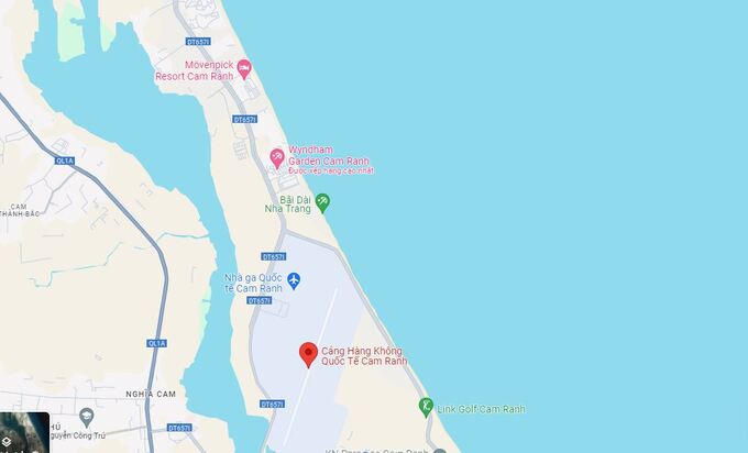 Tuyến đường kết nối sân bay Cam Ranh và các vùng phụ cận. Ảnh chụp màn hình &nbsp;