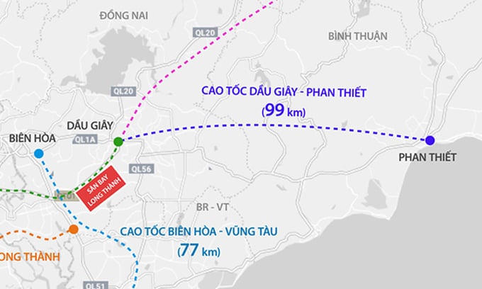 Vị trí nơi xây dựng tuyến cao tốc Dầu Giây - Phan Thiết. Ảnh: Internet &nbsp;