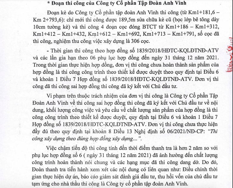 Thanh tra Sở Giao thông Vận tải TP. HCM chỉ ra loạt sai phạm, tồn tại của CTCP Tập đoàn Anh Vinh