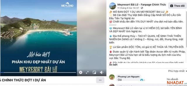 Dự án Meyresort Bãi Lữ được rao bán trên các trang mạng thời gian qua. &nbsp; &nbsp;