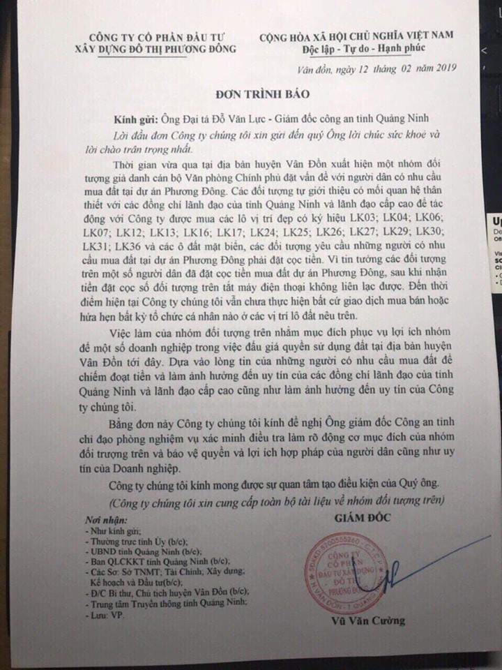 Chấn động bất động sản Vân Đồn: Chủ đầu tư cảnh báo tình trạng lừa đảo đặt cọc mua đất dự án