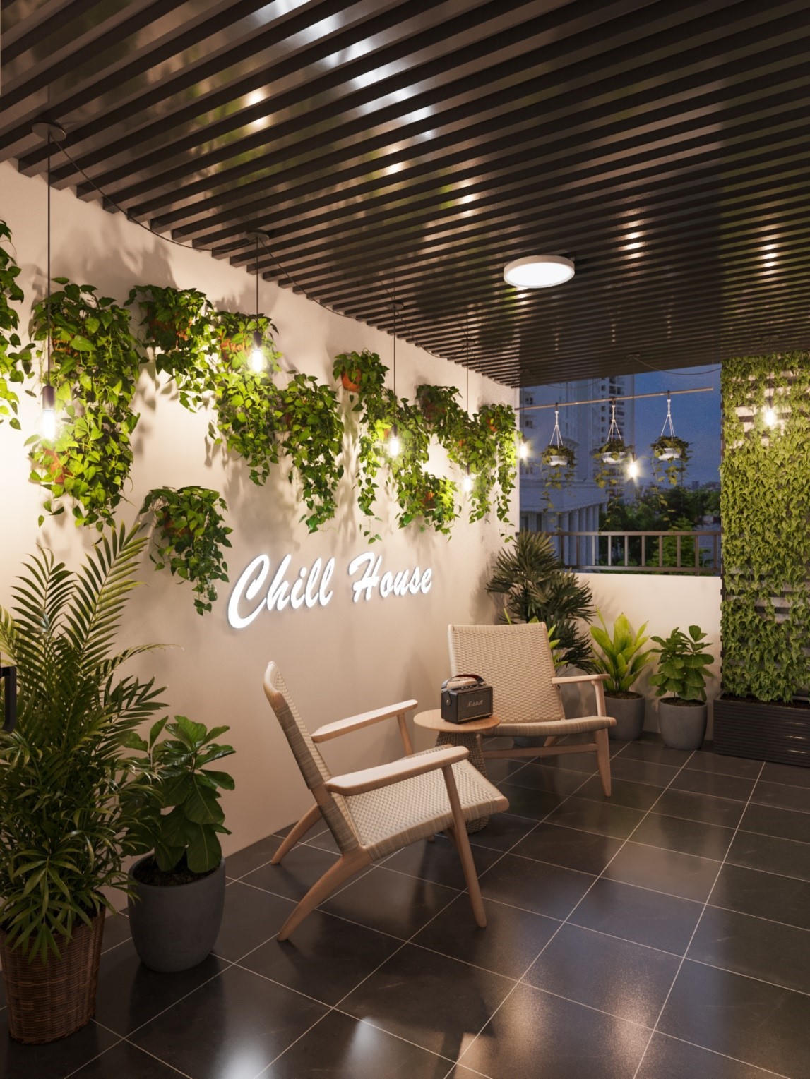 Logia căn hộ được thiết kế thành không gian thư giãn đầy thi vị cho gia chủ. &nbsp;