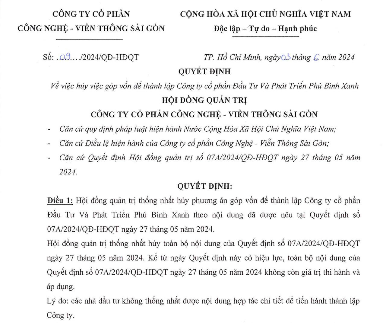 Saigontel huỷ kế hoạch đầu tư dự án công viên nghĩa trang sau đúng 1 tuần phê duyệt &nbsp;