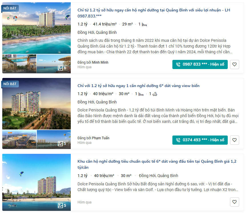 Thông tin rao bán căn hộ Condotel tại dự án Dolce Penisola