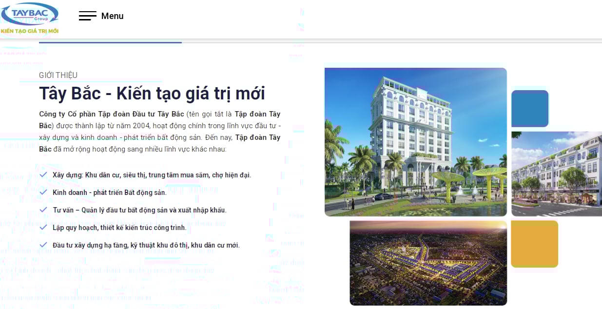 Công ty cổ phần Tập đoàn Đầu tư Tây Bắc được thành lập vào năm 2004. Ảnh chụp màn hình