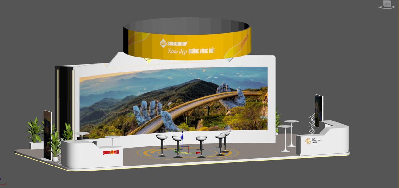 Phối cảnh hiện đại tại gian hàng của Sun Group. &nbsp;